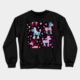 Colourful poodles with hearts repeat pattern Crewneck Sweatshirt